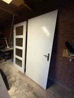 2 houten opdekdeuren en 1 houten stompe, Doe-het-zelf en Verbouw, Deuren en Horren, Ophalen, Binnendeur, 200 tot 215 cm, Glas