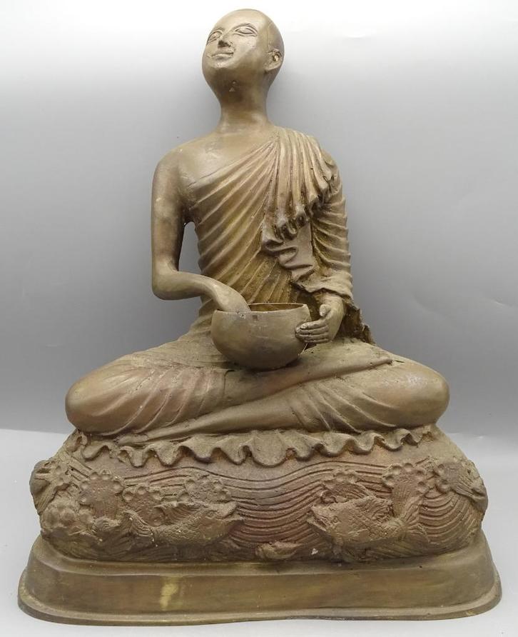 Uniek Grote Zware Brons Monnik Shin Upagutta beeld, Antiek en Kunst, Kunst | Beelden en Houtsnijwerken, Ophalen of Verzenden