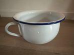 Vintage Emaille Po met Blauwe Rand - Antiek Decoratieobject, Ophalen of Verzenden