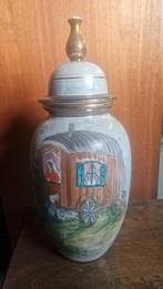 Hubert Bequet vloervaas met deksel, Huis en Inrichting, Gebruikt, Overige kleuren, 50 tot 75 cm, Aardewerk of Porselein