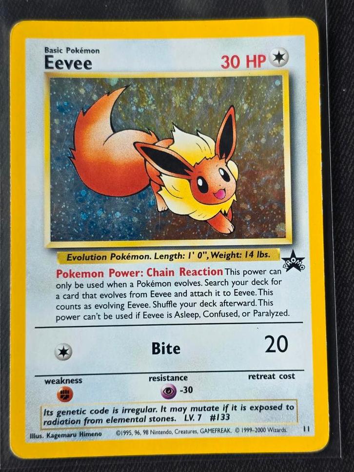 Eevee Promo Kaart - WP 11 - Excellent - Black Star, Hobby en Vrije tijd, Verzamelkaartspellen | Pokémon, Gebruikt, Losse kaart