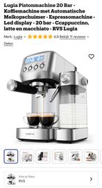 Gloednieuwe De Lugia pistonmachine - Nooit gebruikt!, Afneembaar waterreservoir, Espresso apparaat, Nieuw, Gemalen koffie