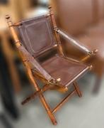 Officiersstoel bruin hout leer vouwbare stoel vintage, Ophalen