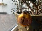 Vintage oude kerstbal goud met vrolijke opdruk, Diversen, Kerst, Ophalen of Verzenden, Zo goed als nieuw