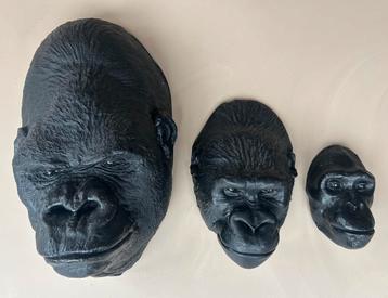 3 apenkoppen / wanddecoratie beschikbaar voor biedingen