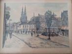 Tekening / Aquarel Jan de Hengst Catharinakerk Eindhoven, Antiek en Kunst, Ophalen of Verzenden