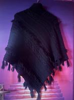 Mooie Ibiza Boho poncho met schuine streep, franjes en kol., Noidea, Zwart, Maat 42/44 (L), Ophalen of Verzenden