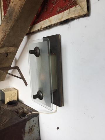 antiek wandlamp koper/messing& (mat)glas beschikbaar voor biedingen