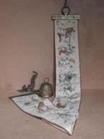 Oud deurbel schellekoord geborduurd trekbel koperen deur bel, Ophalen of Verzenden, Koper