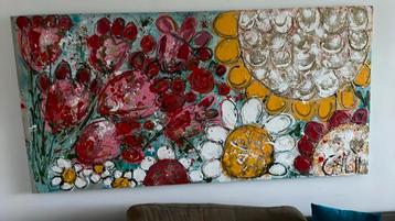 Abstract modern kunst bloemen carin art kleurrijk beschikbaar voor biedingen