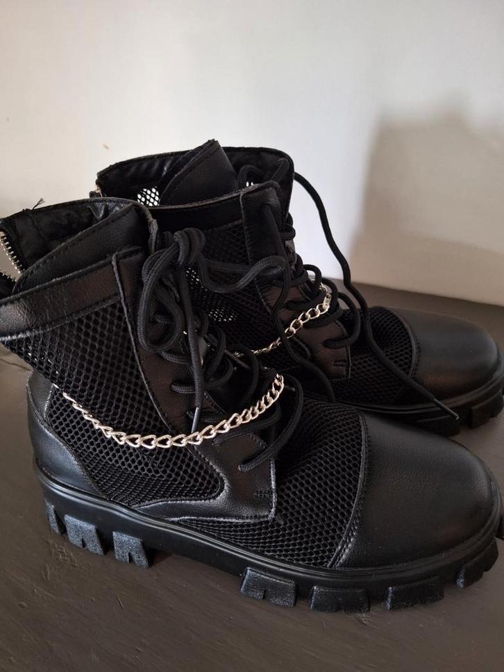 Zwarte Kunstleer Veterboots - Maat 42, Kleding | Heren, Schoenen, Nieuw, Zwart, Ophalen of Verzenden