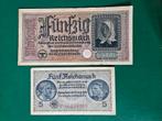 5 en 50 Reichsmark Duitsland WWII set, Ophalen of Verzenden, Duitsland, Los biljet