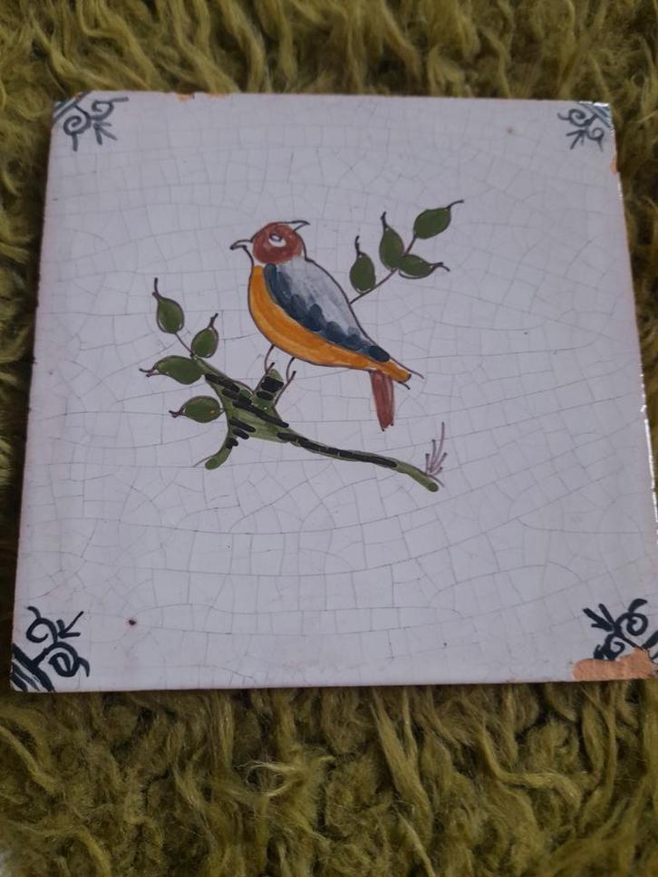 Vintage Tegel met Vogel, Antiek en Kunst, Antiek | Wandborden en Tegels, Ophalen of Verzenden