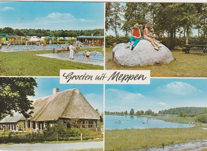 MEPPEN Zwembad Boerderij Kei  Meer Groeten, Verzamelen, Ansichtkaarten | Nederland, Ongelopen, Drenthe, 1960 tot 1980, Verzenden