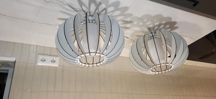 Plafondlampen 2x Eglo Stellato 2 wit ca. 40x28 cm - mooi!, Huis en Inrichting, Lampen | Plafondlampen, Zo goed als nieuw, Glas