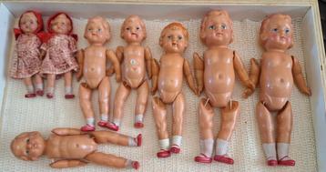 8 poppetjes van celluloid in 1 koop, new old stock! beschikbaar voor biedingen