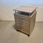 Nachtkast grijs eiken, Ophalen, 50 tot 100 cm, 3 of 4 laden, Minder dan 100 cm