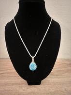Zilveren ketting 925 met Larimar hanger, Ophalen of Verzenden, Zo goed als nieuw, Blauw, Zilver