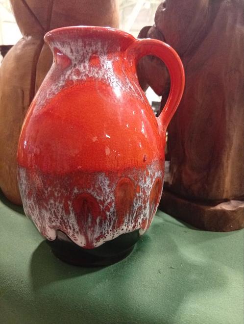 Vintage Oranje Keramische  vaas uit West Germany, Antiek en Kunst, Antiek | Keramiek en Aardewerk, Ophalen of Verzenden