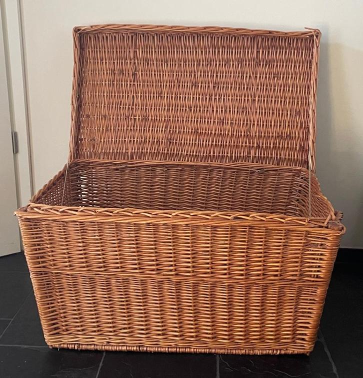 Grote vintage bakkersmand van riet., Huis en Inrichting, Woonaccessoires | Kisten, Gebruikt, Minder dan 50 cm, 75 tot 100 cm, Ophalen