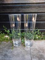 2 glazen vazen 40 cm hoog, Ophalen, Gebruikt, Overige kleuren, Glas