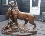 Bronzen leeuw met welpen. A. Cain, Antiek en Kunst, Ophalen, Brons