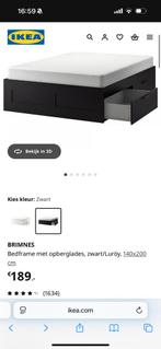 Brimnes bed ikea, Ophalen, Zwart, Tweepersoons, Zo goed als nieuw