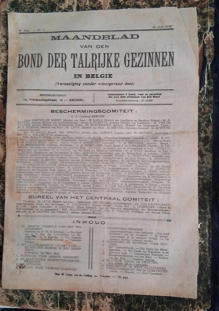 zeldzaam! maandblad bond der talrijke gezinnen België 1926, Verzamelen, Tijdschriften, Kranten en Knipsels, Tijdschrift, Buitenland