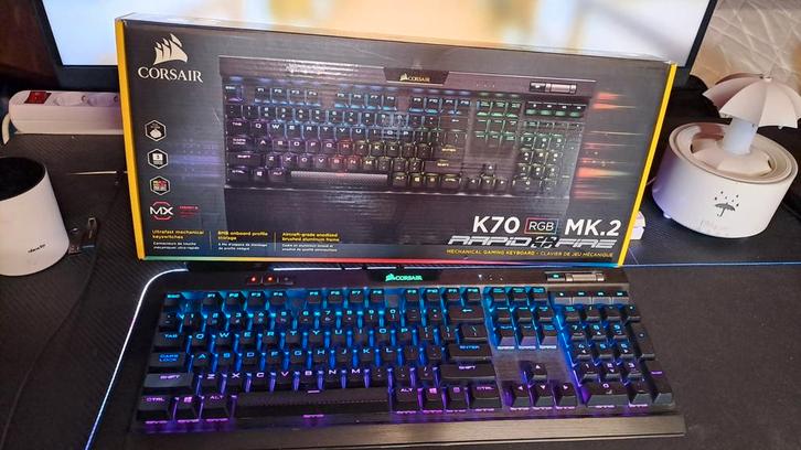 Corsair K70 RGB MK.2 Rapidfire Gaming Toetsenbord, Computers en Software, Toetsenborden, Zo goed als nieuw, Azerty, Bedraad, Gaming toetsenbord