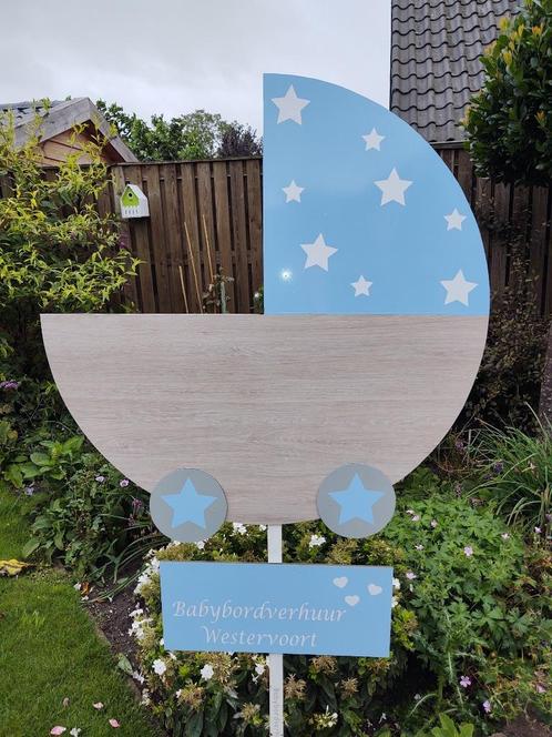 babybordverhuur westervoort, wandelwagen blauw geboortebord, Kinderen en Baby's, Kraamcadeaus en Geboorteborden, Nieuw, Geboortebord