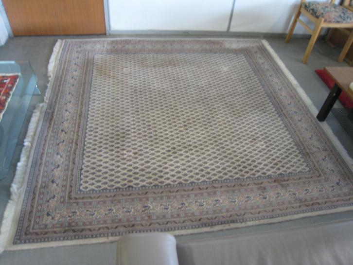 Vierkant handgenoopt tapijt 200x200, Huis en Inrichting, Stoffering | Tapijten en Kleden, Gebruikt