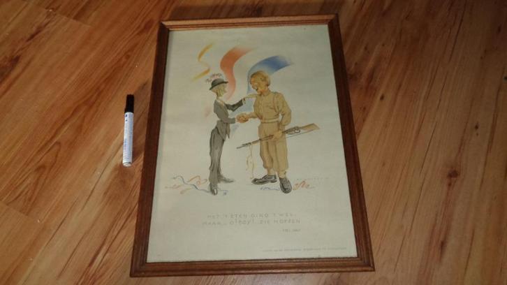 1945 bevrijding Prinses Irene Brigade PIB oorlog wo2 49x36cm, Verzamelen, Militaria | Tweede Wereldoorlog, Overige soorten, Overige typen