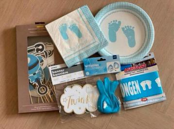 Pakket feestartikelen babyshower voetjes |baby shower jongen beschikbaar voor biedingen