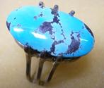 Perzisch Turkoois zilver 925 ring gesigneerd ca1970 zeldzaam, Ophalen, Blauw, Zo goed als nieuw, 17 tot 18