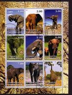 OLIFANTEN-ELEPHANTS = Mooi bl. v TADJIKISTAN-3010-20, Verzenden, Gestempeld, Dier of Natuur