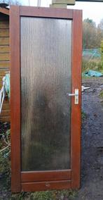 Hardhouten voordeur (dubbel glas), Doe-het-zelf en Verbouw, Deuren en Horren, Ophalen, Gebruikt, Minder dan 80 cm, Minder dan 200 cm