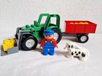 Duplo tractor met voorlader en kiepkar, Ophalen of Verzenden, Gebruikt, Duplo