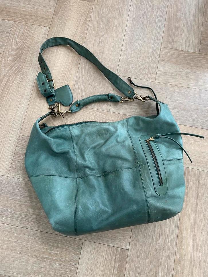 Fab. Luiertas. Echt leer. Groen. XL, Kinderen en Baby's, Luiertassen, Gebruikt, Ophalen
