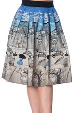 paris 50's skirt black white blue market retro S rok markt, Banned retro, Nieuw, Knielengte, Maat 36 (S)