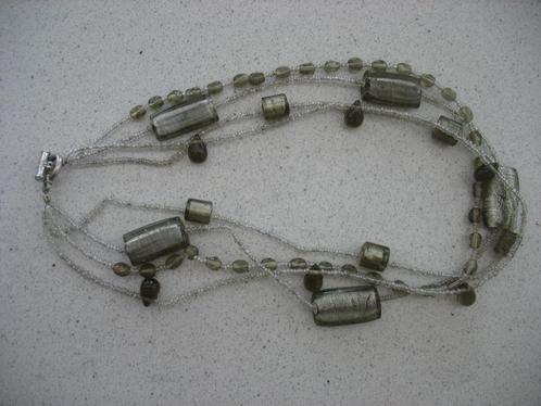Ketting Versch.Kralen Zilverfoli / Glas + Kleine Kralen Vint, Sieraden, Tassen en Uiterlijk, Antieke sieraden, Ketting, Overige materialen