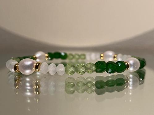 Armband met chrome diopside, peridoot, zoetwaterparel, ...., Sieraden, Tassen en Uiterlijk, Edelstenen, Nieuw, Verzenden