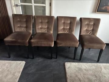Eetkamerstoelen 4 stuks bruin velours  beschikbaar voor biedingen