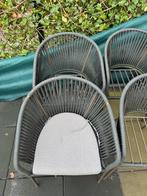6 Tuinstoelen met Kussens - Staal & Touw, Tuin en Terras, Ophalen, Gebruikt, Metaal