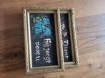 Twee vintage geborduurde spreuken in gouden lijstjes, Antiek en Kunst, Ophalen of Verzenden
