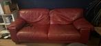 Roche Bobois Rode Lederen Bank, Huis en Inrichting, Ophalen, Gebruikt, 150 tot 200 cm, Tweepersoons