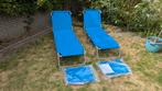Twee opvouwbare ligbedden met zonneluifel, Tuin en Terras, Ophalen, Aluminium