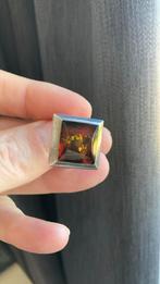 925 sterling zilver ring maat 19 mm barnsteen/ amber, Ophalen of Verzenden, Gebruikt, 19 tot 20, Zilver