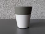 Kleine wit met groen/grijs vaas plant potje bloem, Rond, Binnen, Ophalen of Verzenden, Zo goed als nieuw