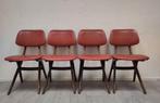 4 eetkamerstoelen Louis v Teeffelen Webe teak stoelen, Huis en Inrichting, Stoelen, Vier, Mid Century Modern dutch design, Gebruikt