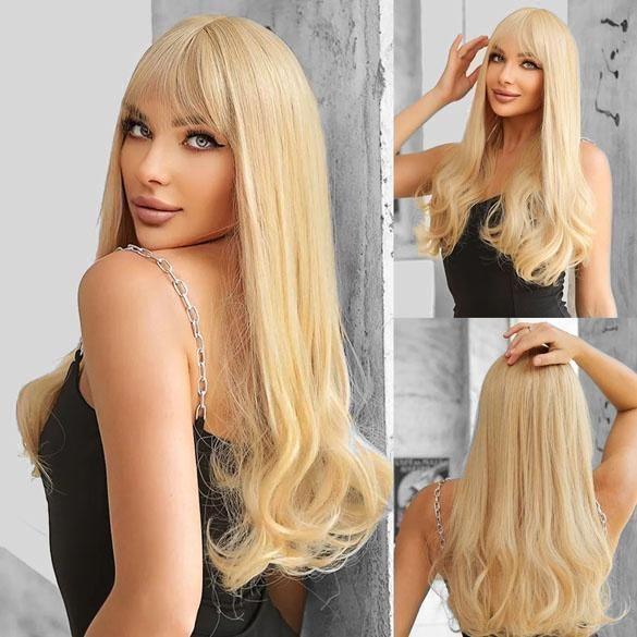 Luxe carnaval pruik goudblond lang haar met pony, Sieraden, Tassen en Uiterlijk, Uiterlijk | Haarverzorging, Verzenden, Nieuw